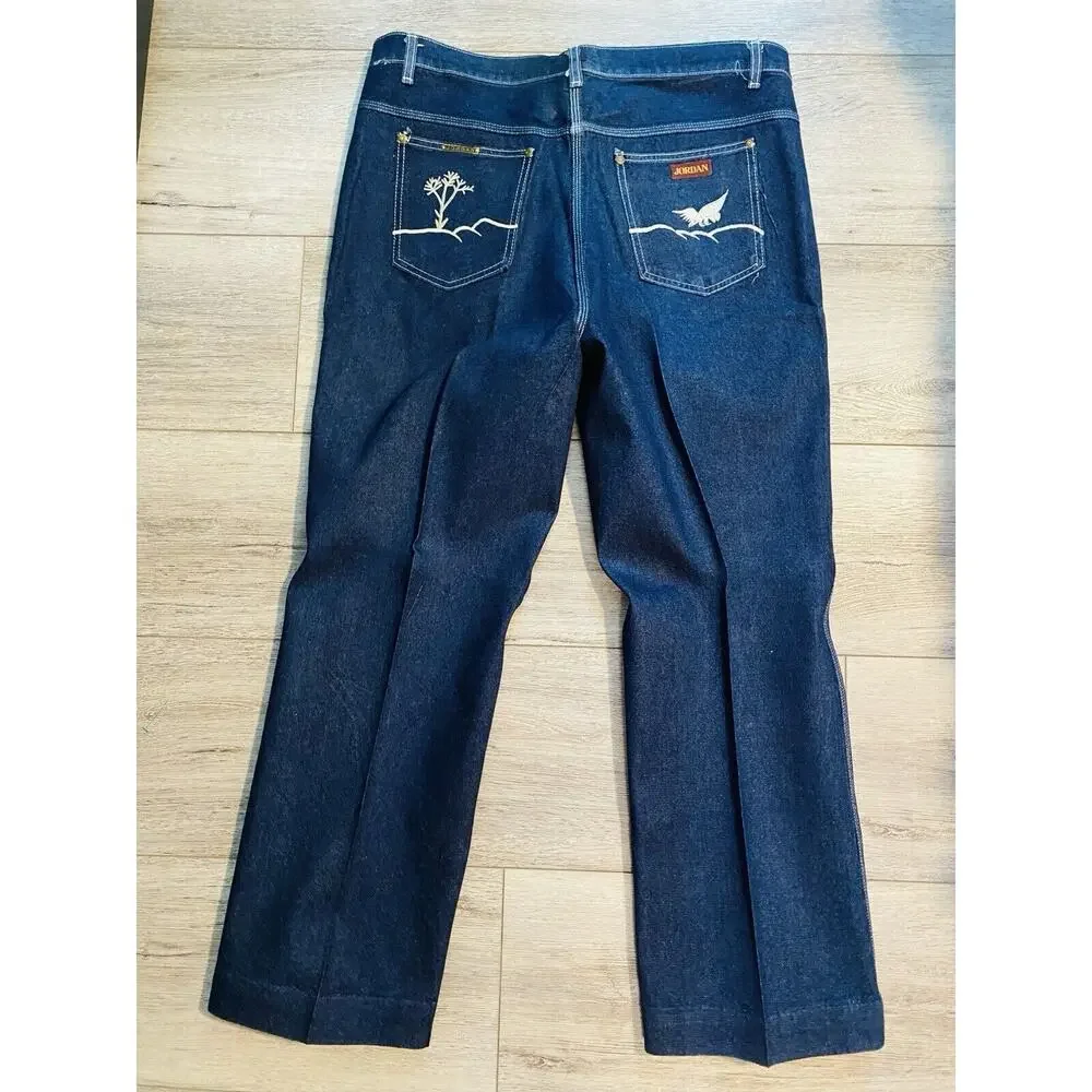 Vtg 80s Mens Jeans Jordan Denim Dark Wash Baggy Graphic Skater 40